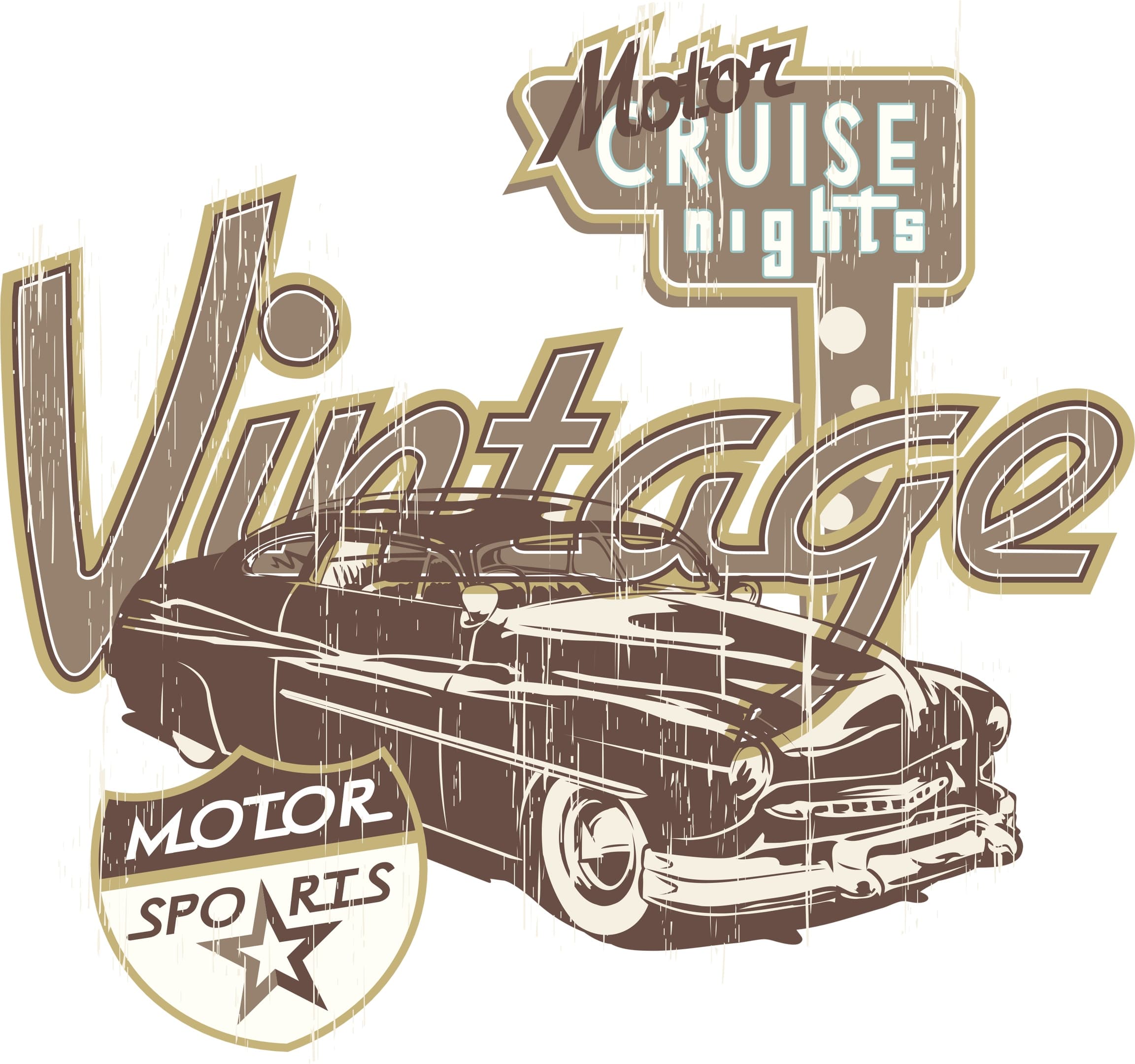 Vintage Motor Cruise Nights Car Design Vector File