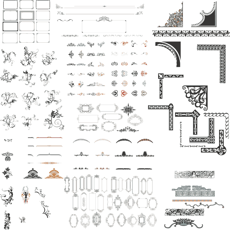 Vintage Ornaments and Decorative Borders Collection Vector
