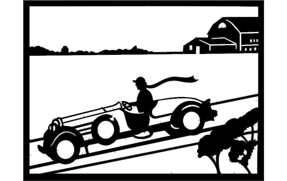 Vintage Retro Car Country Drive Wall Art Template DXF SVG