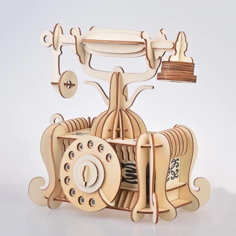 Vintage Rotary Telephone 3D Puzzle Laser Cut Vector File
