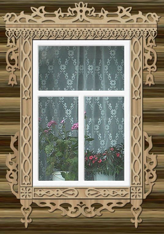 Vintage Russian Window Trim Vector Pattern for Laser Cutting