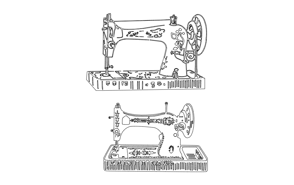 Vintage Sewing Machine Vector Designs - DXF File for Laser Cutting