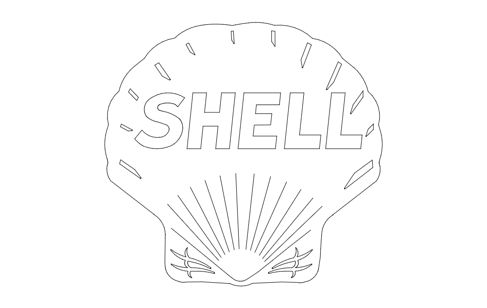 Vintage Shell Gas Logo Vector DXF File for Laser Cutting
