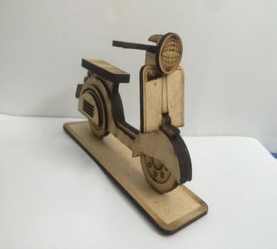 Vintage Vespa Scooter 3D Puzzle Laser Cut Vector File