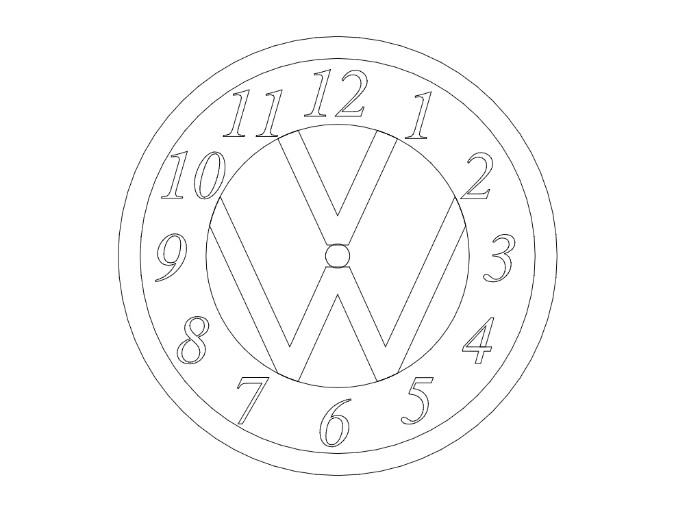 Volkswagen Logo Wall Clock Vector File for Laser Cutting