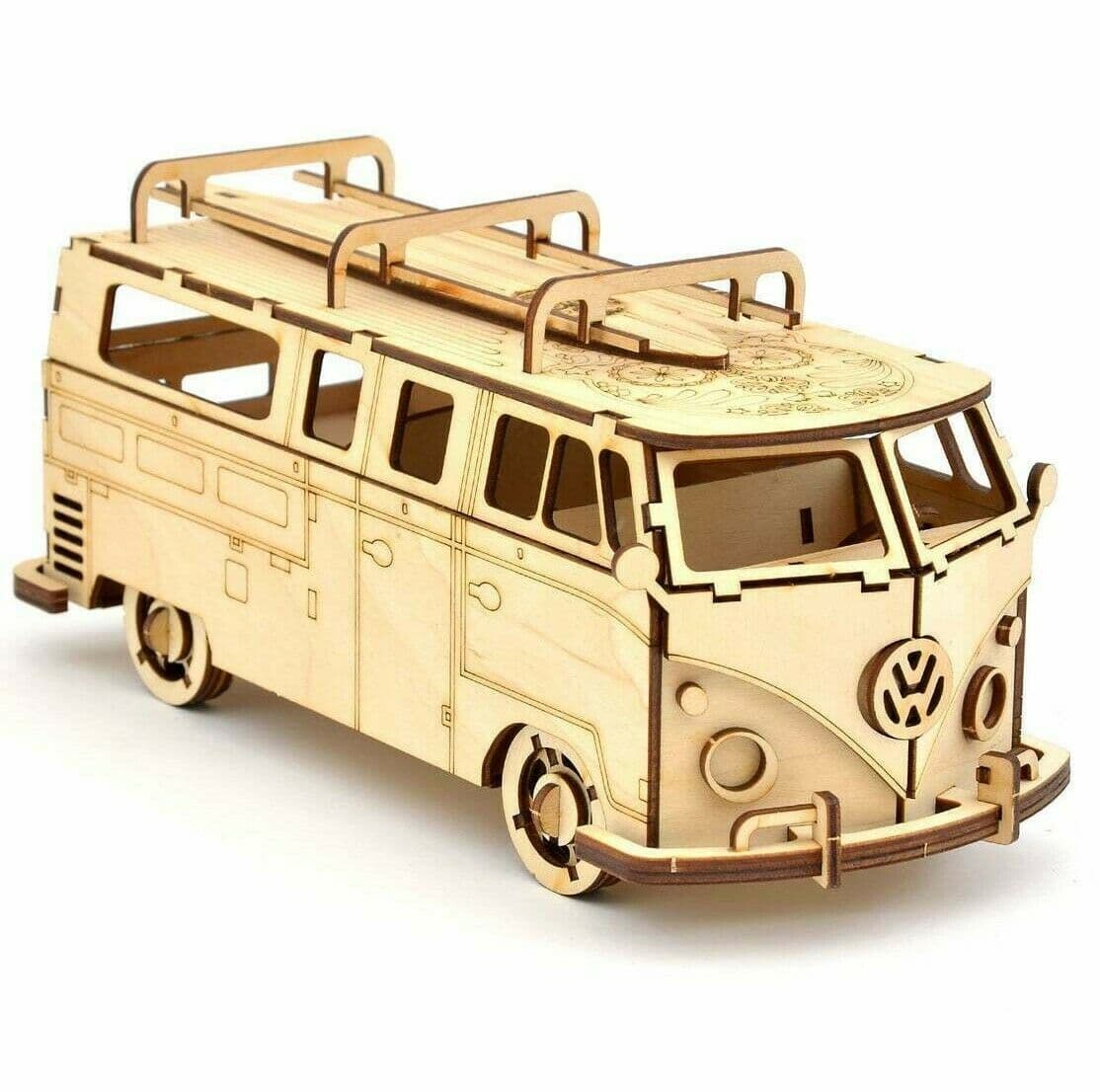 VW T1 Camper Van 3D Puzzle Laser Cut Model Vector Plan