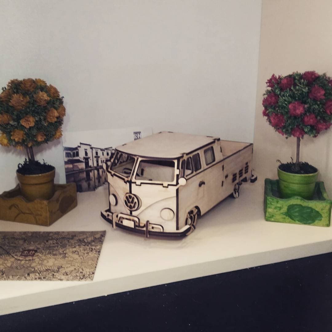 VW T1 Pickup 3D Puzzle Laser Cut Model Vector File