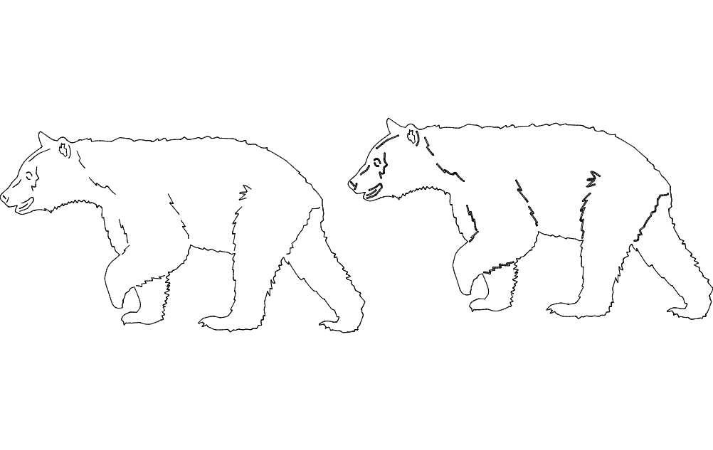 Walking Bear Silhouette Vector DXF Templates for Laser Cutting
