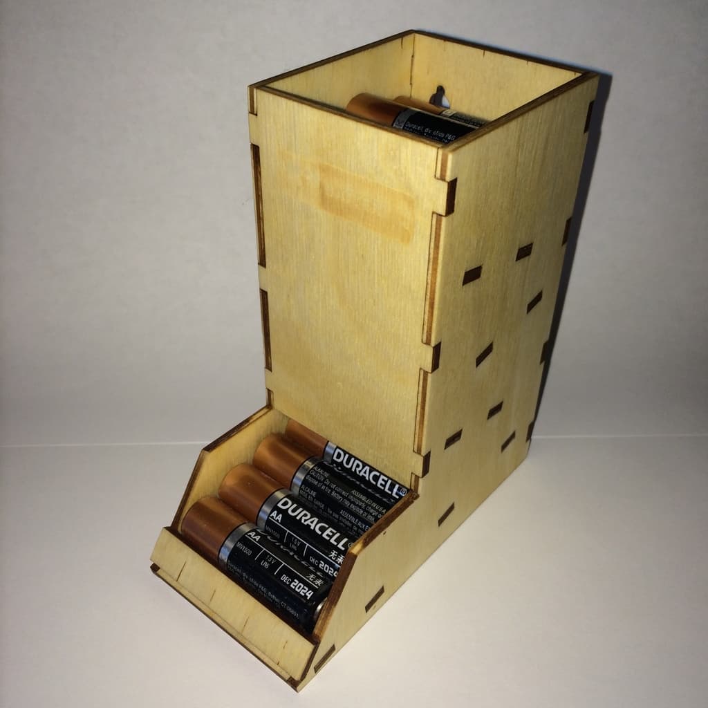 Wall-Mounted AA Battery Dispenser Laser Cut Vector File