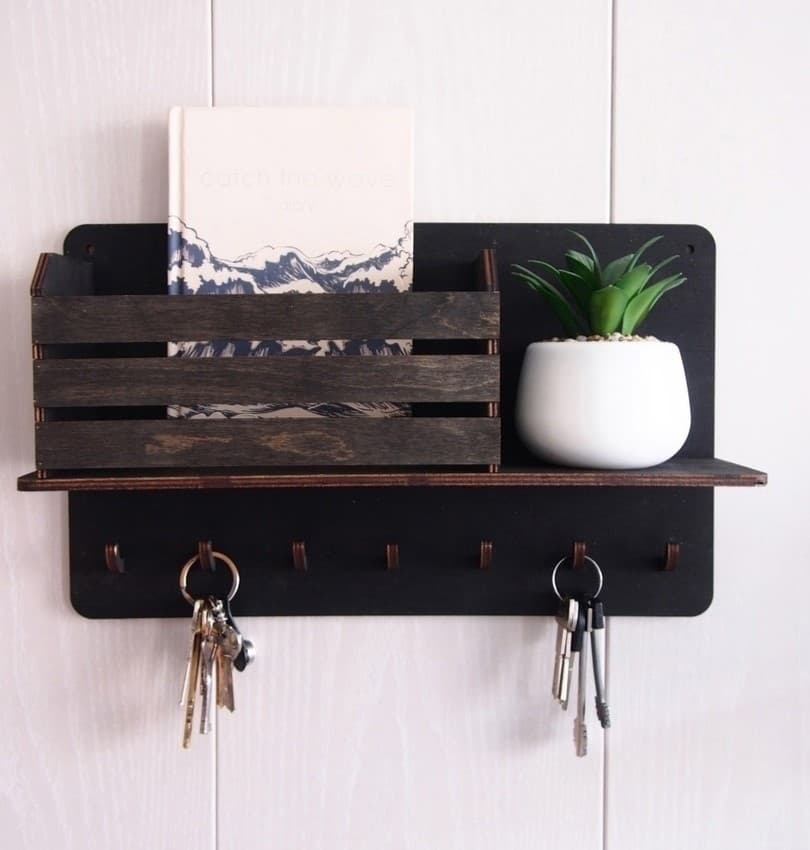 Wall Mounted Key Holder with Shelf Laser Cut Vector File