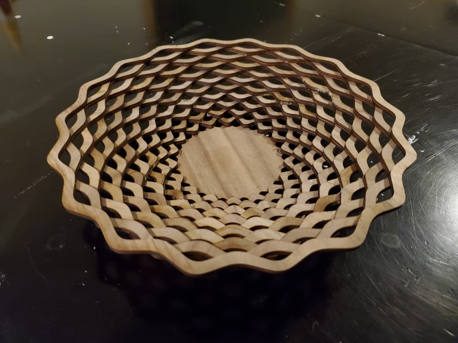 Wavy Lattice Decorative Basket Vector Design (SVG)
