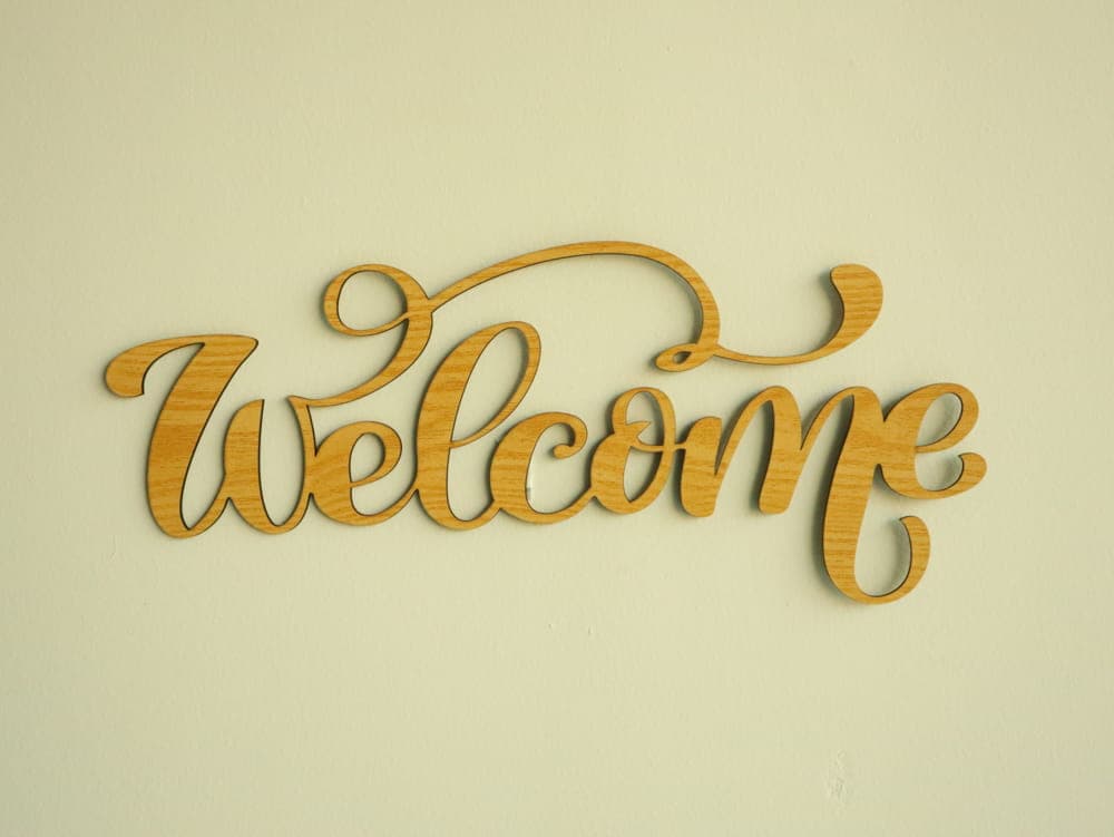 Welcome Cursive Script Wall Sign Laser Cut Vector File
