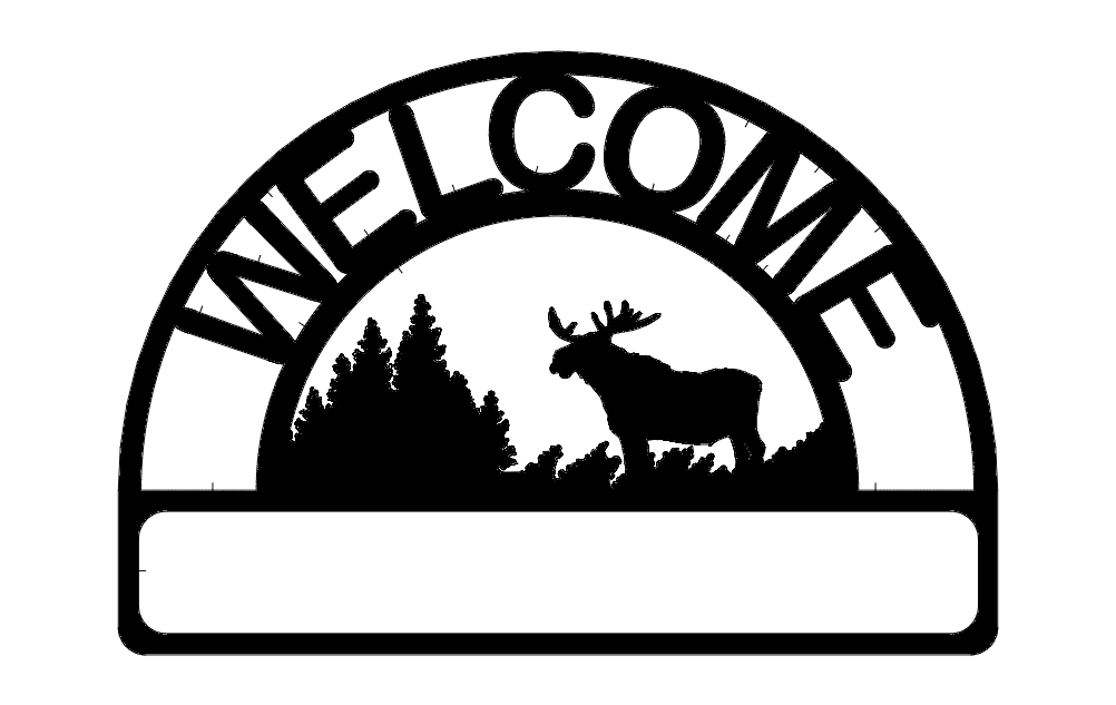 Welcome Moose Sign Vector for Laser Cutting DXF File