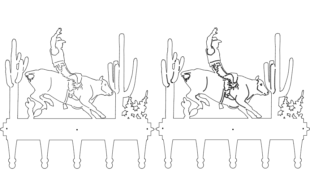 Western Rodeo Cowboy Coat Hanger Vector DXF File