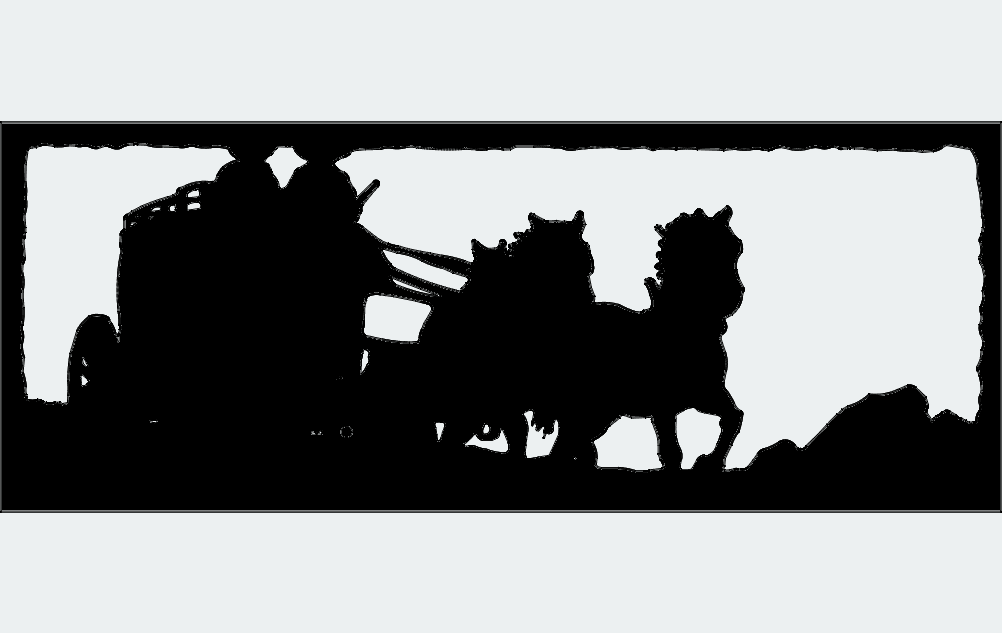 Western Stagecoach Silhouette Wall Art DXF File