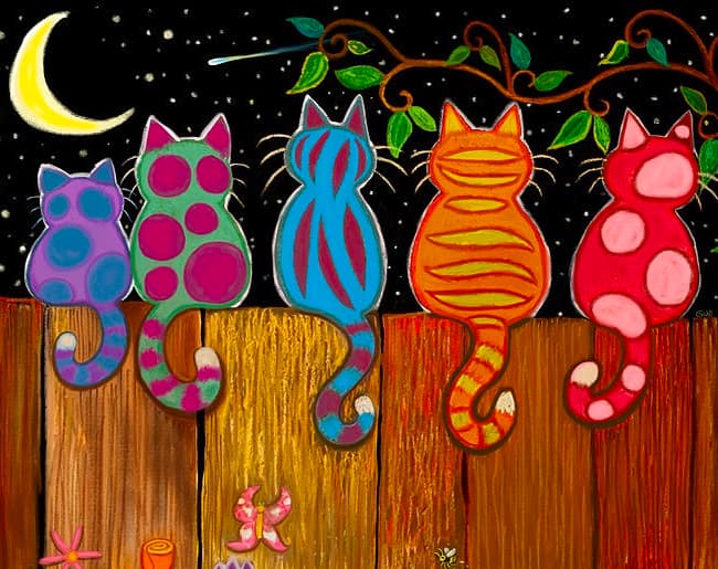 Whimsical Cats on Fence Laser Cut Vector Design