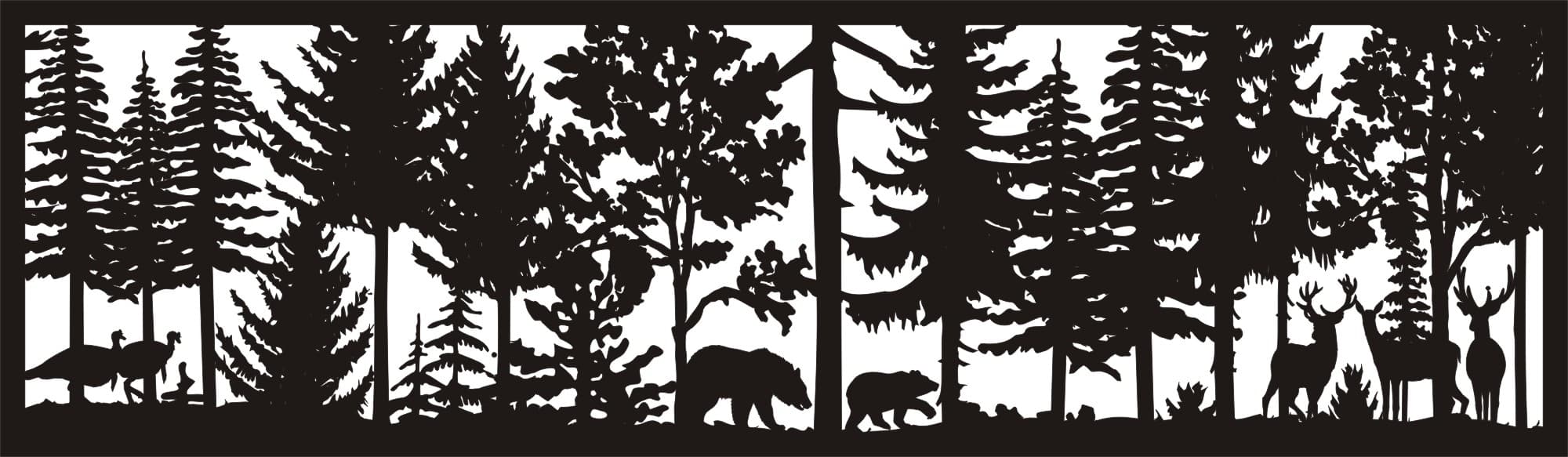 Wildlife Forest Scene Vector DXF File for Metal Art