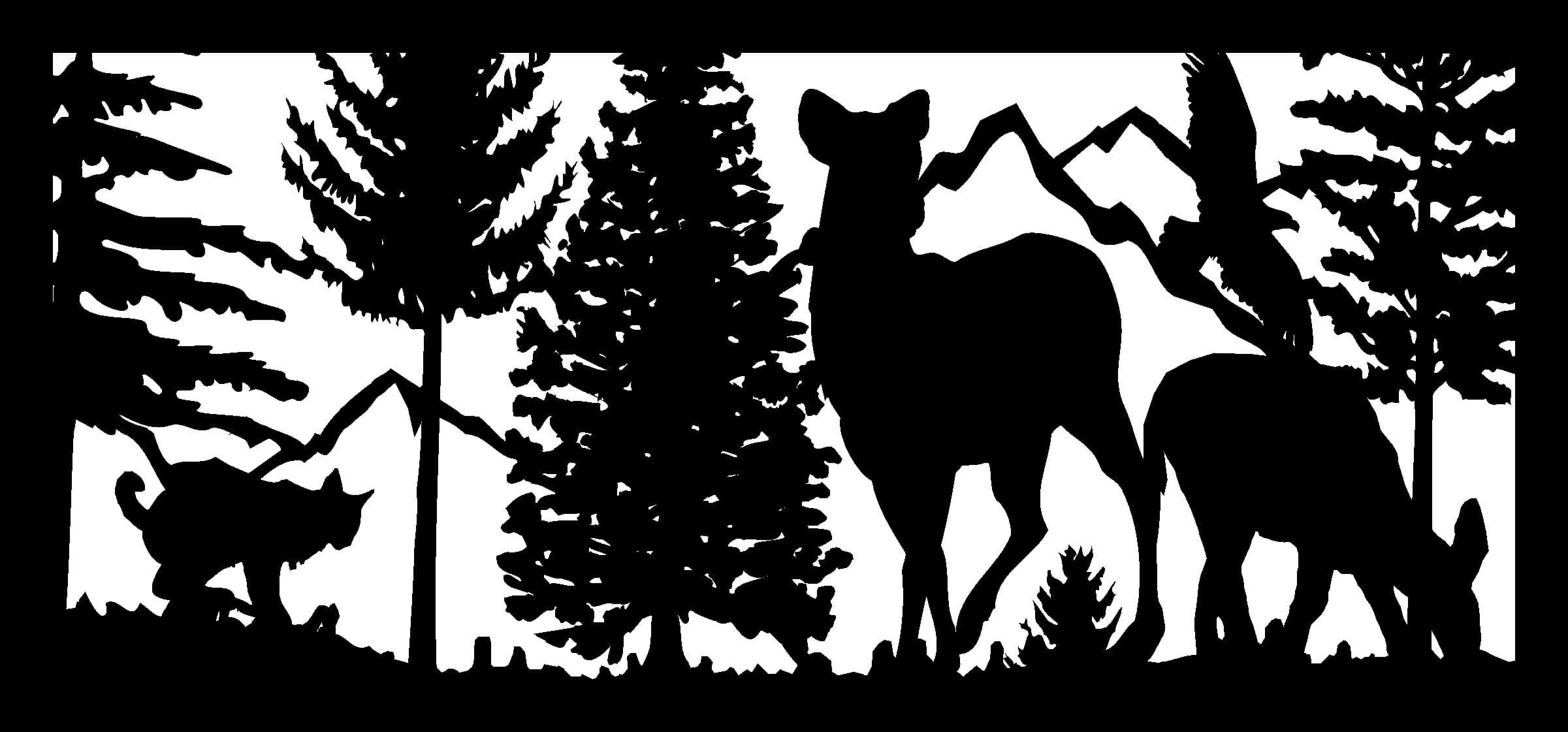 Wildlife Forest Scene with Deer and Eagle DXF File