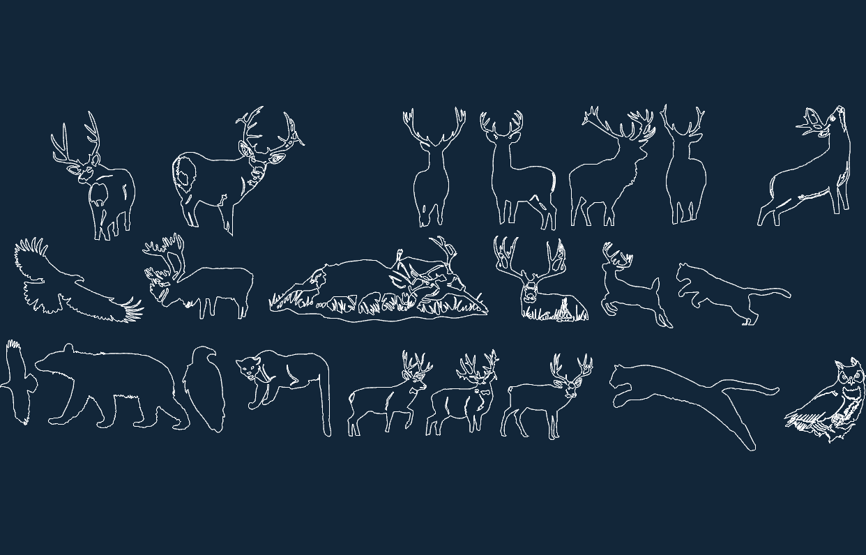 Wildlife Silhouette Collection Vector Files for CNC DXF