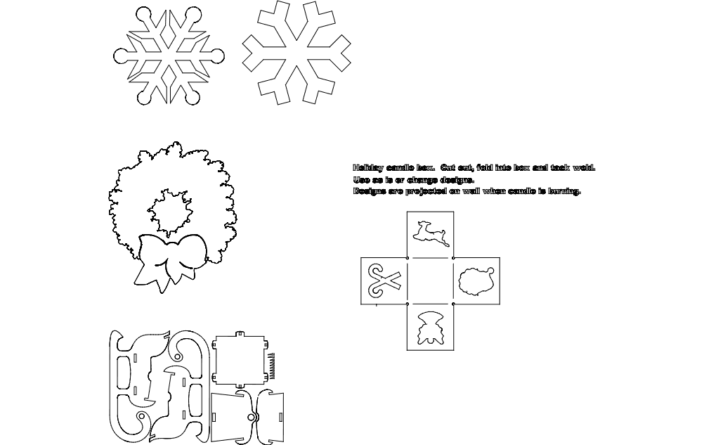 Winter Holiday Candle Box DXF Vector Design for Laser Cutting