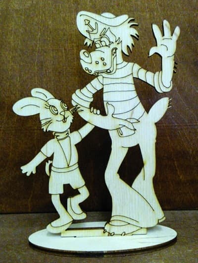 Wolf and Hare Cartoon Characters Laser Cut Vector File
