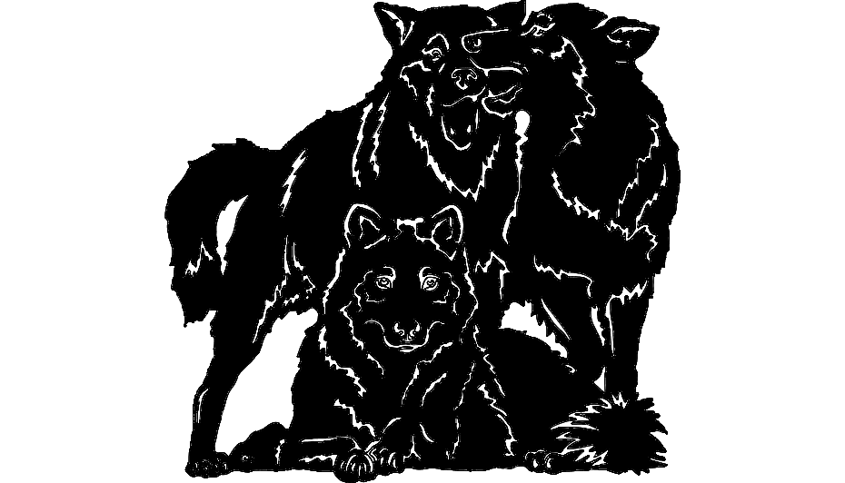 Wolf Pack Silhouette Vector File for CNC Laser Cutting DXF
