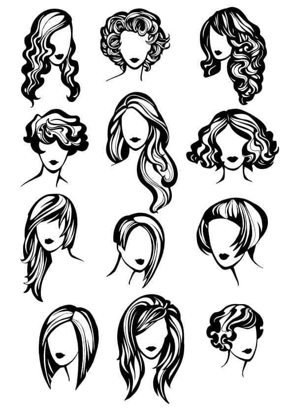 Woman Hairstyle Silhouettes Collection Vector Design