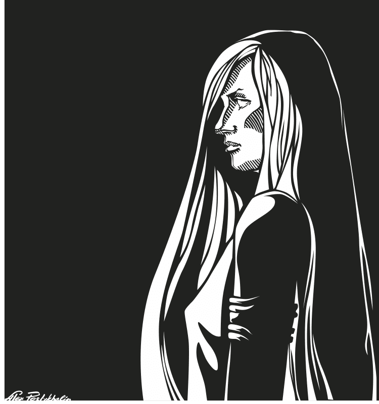 Woman Portrait Silhouette Vector for Laser Cutting and Wall Art