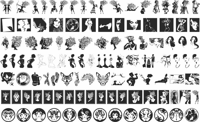 Woman Silhouette Vector Collection for Laser Cutting CDR