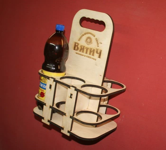 Wooden Bottle Caddy Carrier Laser Cut File - Free Vector Download
