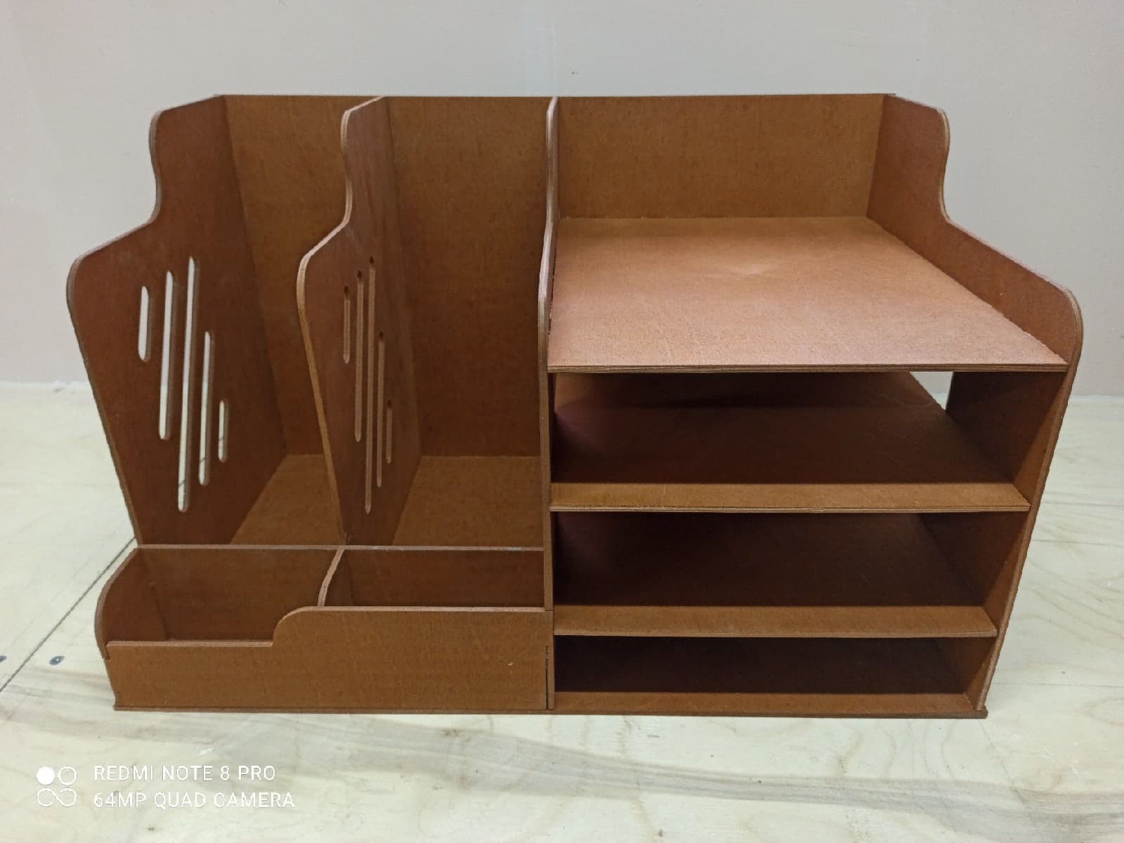 Wooden Desk Organizer with File Sorter Vector Design DXF
