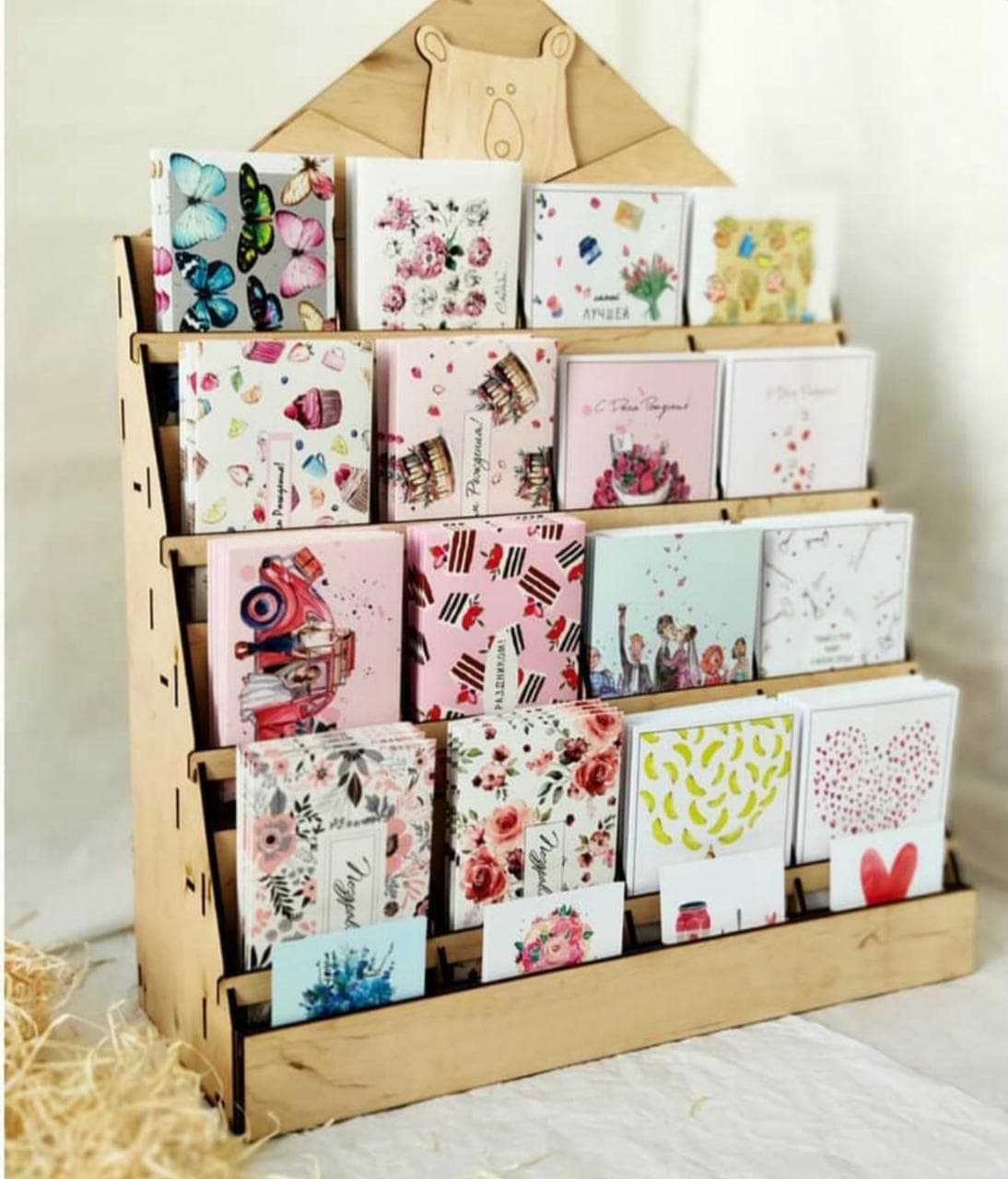 Wooden Greeting Card Display Stand Laser Cut Vector File