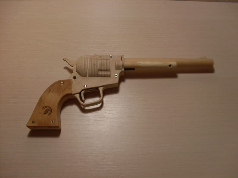 Wooden Revolver Rubber Band Gun Vector File for Laser Cutting