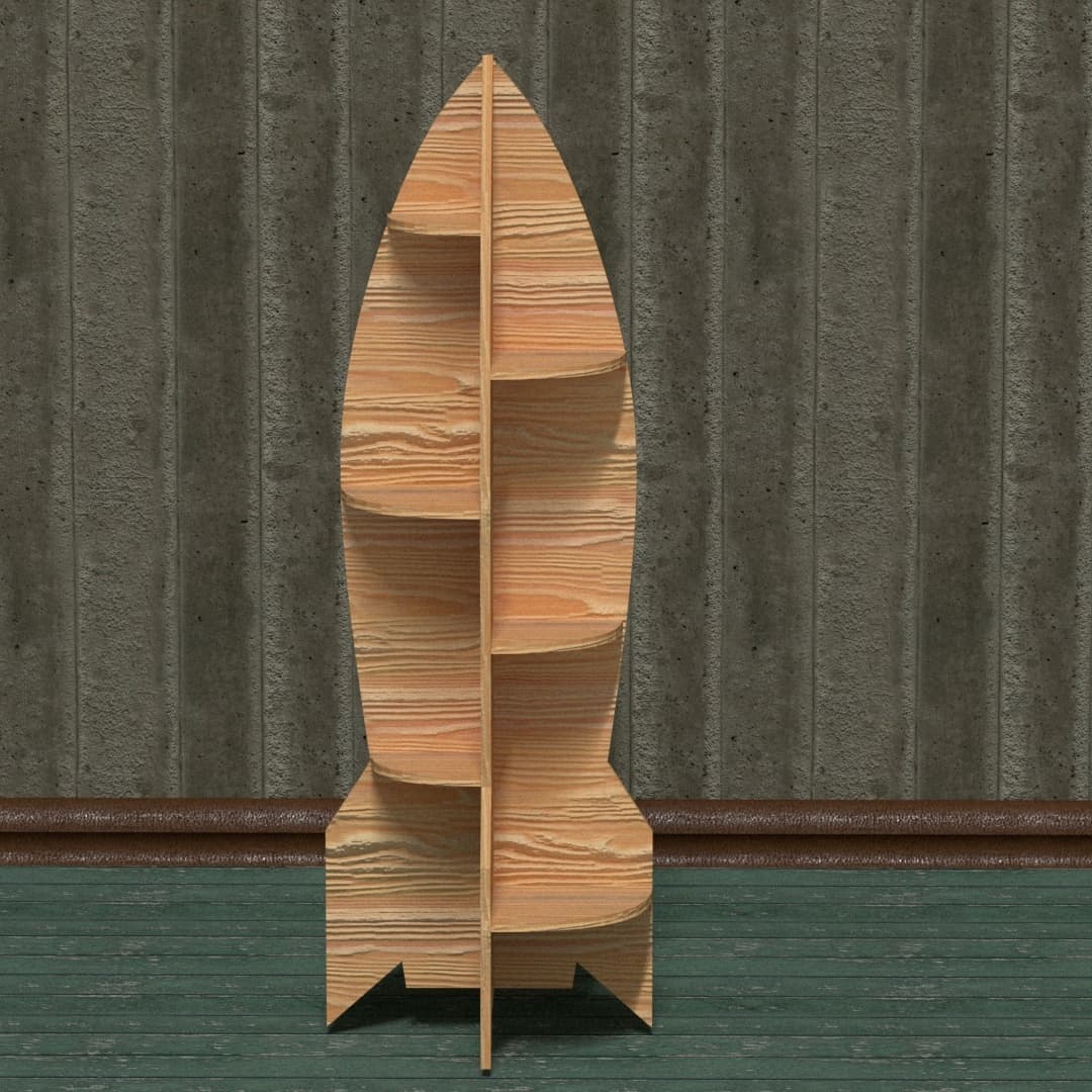 Wooden Rocket Ship Bookshelf DXF CDR Vector File