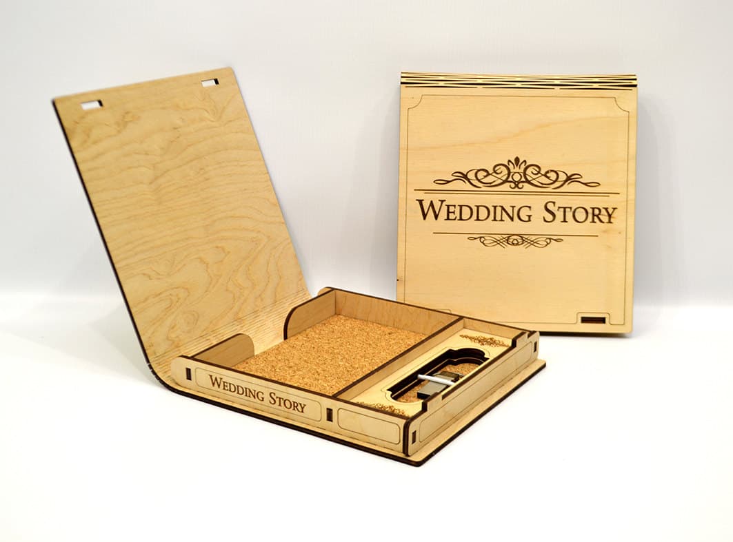 Wooden Wedding Memory Box with USB Slot CDR Vector File