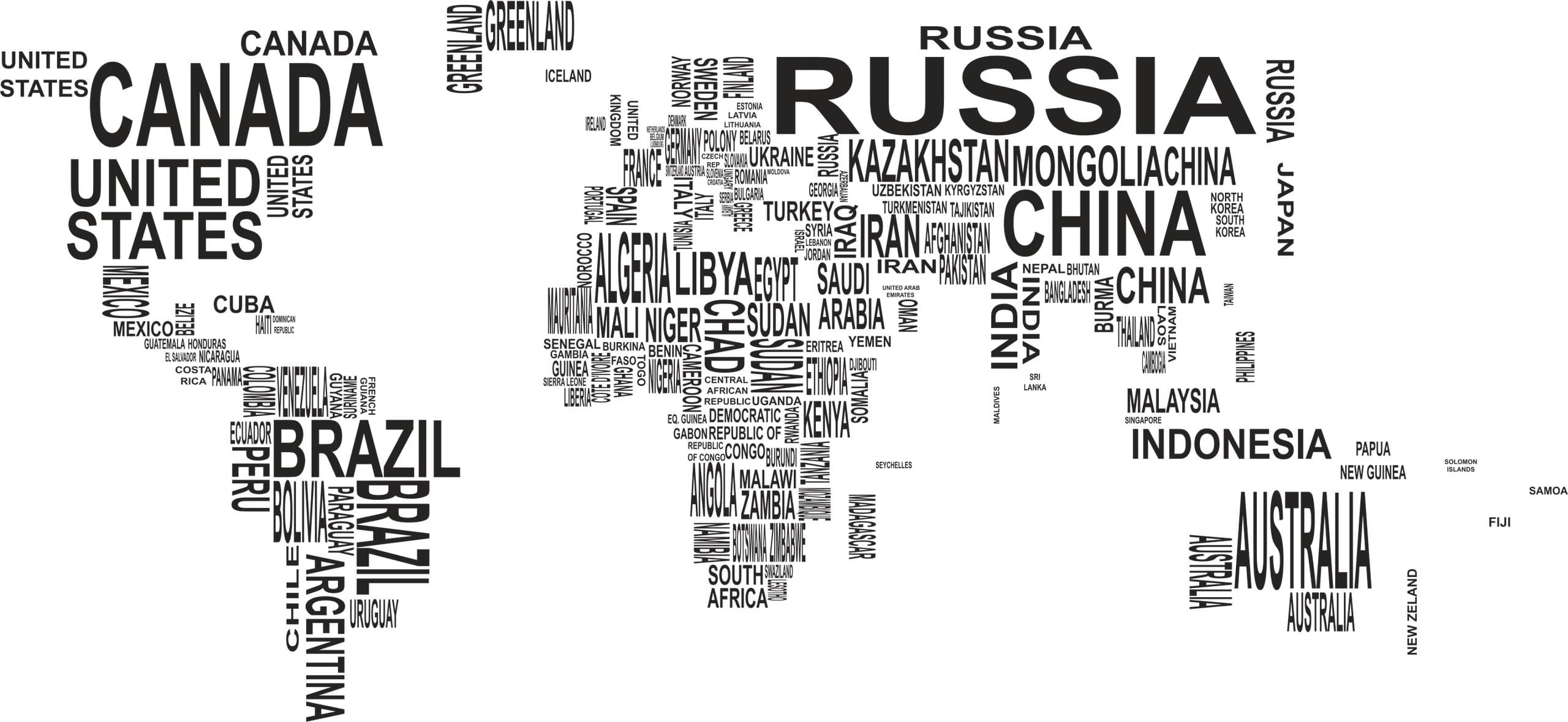 World Map Typography Vector Design for Laser Cutting