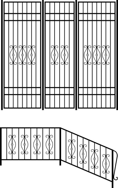 Wrought Iron Railing and Gate Vector Design for CNC