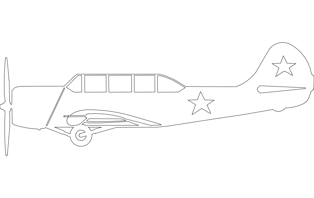Yak-52 Aerobatic Plane Vector Design for Laser Cutting DXF