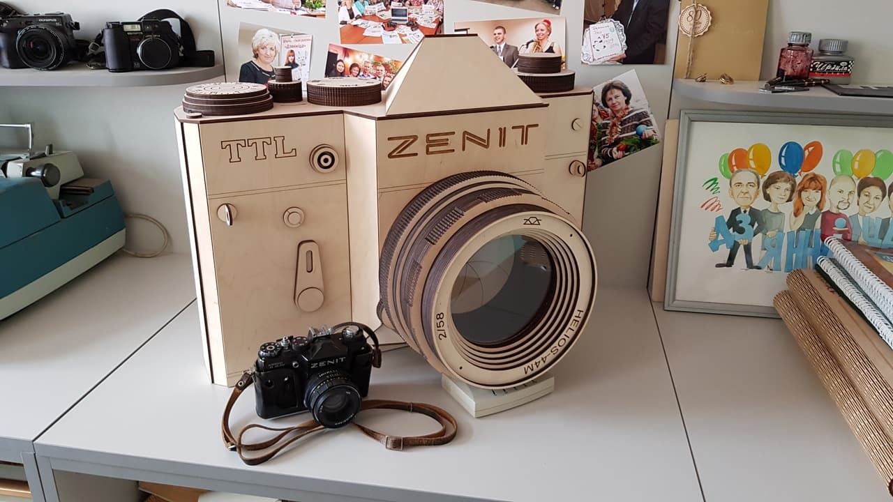 Zenit Camera 3D Wooden Puzzle Laser Cut File Vector